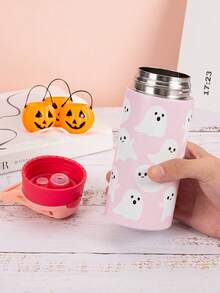 1pc Halloween Ghost Pattern Stainless Steel Splash-Proof Tumbler, Insulated Hot & Cold, Suitable For Outdoor Travel, Office, Home, Camping, Picnic, Halloween Party Gift - Multicolor - View 4