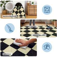 Tappeto runner morbido a rombi, tappeto sottile lavabile dai colori pastello, antiscivolo a rombi per ingresso, camera da letto, corridoio, lavanderia, bagno per gli ospiti - Caffè nero - Visualizzare 8
