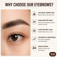 1 Pair 100% Human Hair Handmade Crochet Breathable Lace Base Natural Realistic Lightweight Invisible Reusable False Eyebrows, Suitable For Men And Women - Multicolor - View 7