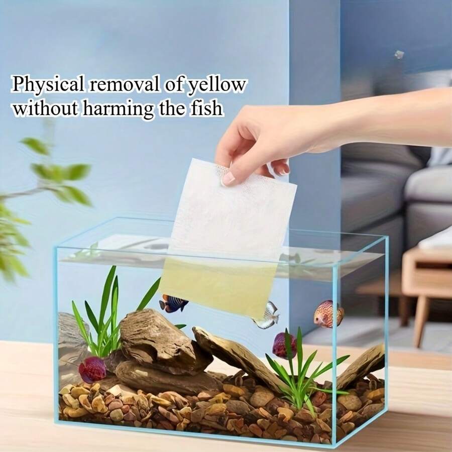 30 Packs/100 Sheets High-Absorption Filter Paper For Aquariums | Dust-Free Water Purifier, Suitable For Freshwater And Saltwater Tanks | Removes Yellow Water, Odors, Chlorine, Chlorine And Ammonia | Essential PH Stabilizer For Fish Tanks, Turtle Tanks And Seafood Tanks