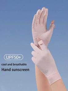1 Pair Women's Summer Thin Breathable Open-Finger Sun Protection Gloves, Outdoor Cycling Driving Sports Use, Flip-Over 2-Finger Sun Protection - A - View 4