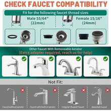 Patented 1080°Swivel Faucet-Extender Sink-Aerator - 2-Mode Splash Water Tap Extension, Kitchen Bathroom 360 Rotate Spray Attachment, Multifunctional Universal Robotic Arm -Wash Hand/Hair/Face - Mechanical Arm C-shaped Single-mode - View 4