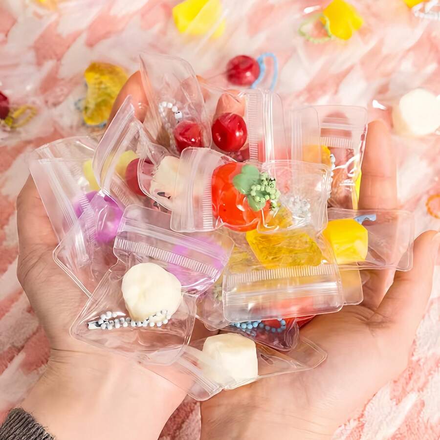 5件裝返校季 Squishyes 捏捏包包吊飾，水果與食物造型蓬鬆彈性捏捏樂，柔軟感官紓壓玩具，迷你輕量包飾，適合皮納塔派對填充物與美感迷你辦公桌裝飾
