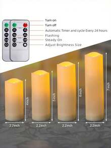 4/12pcs Waterproof LED Candles With Timer/Remote Control, Battery Operated Realistic Pillar Candles, Suitable For Wedding, Halloween, Christmas, Valentine's Day, Mother's Day, Wedding, Dining Table, Party, Gift, Home Decor, 4 Sizes - White - View 11