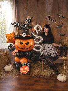 24pcs/Set Halloween Pumpkin Pillar Set, Includes Hat Pumpkin, Bat, BOO Letter Theme Designs, Suitable For Halloween Theme Birthday, Company Team Building, Market Photo Shoot - Multicolor - View 6
