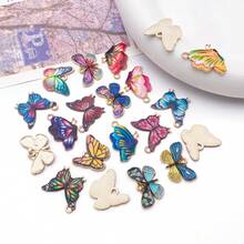 20pcs Alloy Enamel Colored Insect Butterfly Pendant Jewelry Making DIY Earring Pendant Various Design Charms For Jewelry Making Bracelets Necklace - Multicolor - View 5