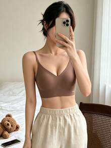 Dreamivo Women's Seamless Backless Strapless Bra - Lightweight Breathable Thin Cup, Adjustable Convertible Straps, Light Support (Suitable For A/B Cup) - Camel - View 5