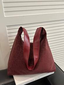 Bolso Tote Vintage con Estampado de Leopardo, Diseño de Gran Capacidad, Duradero y Resistente a Arañazos, Bolso de Hombro Versátil para Desplazamientos y Salidas Diarias - Rojo - Ver 9