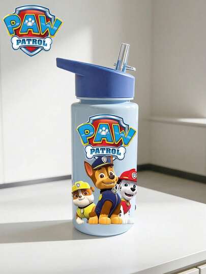 1pc Paw Patrol Water Bottle With Silicone Straw, 16 Oz, Portable Leak-Proof Lid, Available In 4 Colors, Perfect For First Day Of School, Back To School Gift, Party Water Bottle, Travel, School, Or Birthday Gifts Plastic Water Cup