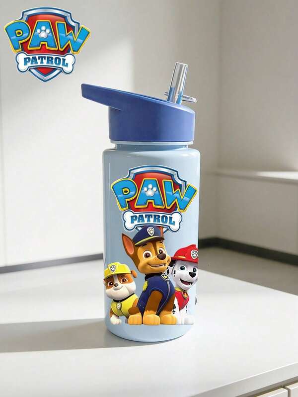 1 bình nước Paw Patrol kèm ống hút silicone, 16 oz, nắp chống rò rỉ di động, có 4 màu, phù hợp cho ngày đầu đến trường, quà tặng tựu trường, bình nước tiệc, du lịch, đi học hoặc quà sinh nhật, cốc nước nhựa