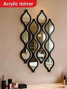 2D 12/20pcs Gold Teardrop Shaped Bathroom Mirror Set | Artistic Decorative Mirror For Bathroom, Living Room, Entryway Wall | Home Decor, Gift - Black 2pcs - View 9