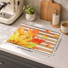1pc Autumn Colorful Maple Leaf Pattern Diatomaceous Earth Kitchen Drain Mat, Quick-Drying Absorbent Non-Slip Coffee Machine Mat & Dish Drying Mat, Suitable For Kitchen Countertop And Holiday Home Decor - Multicolor - View 10