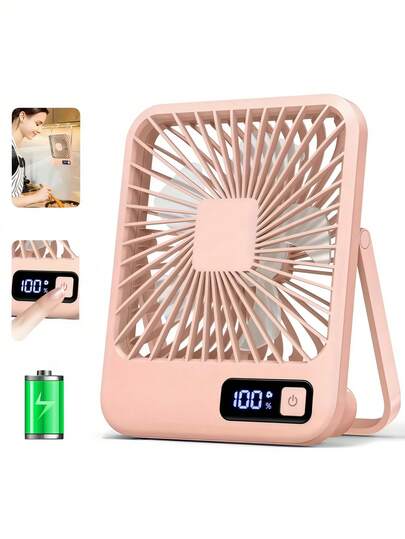 LMMAKE Mini ventilador de escritorio USB: 5 velocidades, ajustable 180° con gancho, flujo de aire potente y silencioso. Ideal para el escritorio y para viajar.