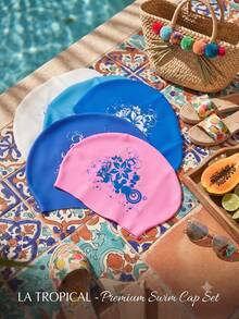 1 pieza Gorro de natación de silicona, impermeable & antideslizante, cómodo & transpirable, alta elasticidad, unisex, equipo de natación, esencial de playa, accesorio de playa, flotador de piscina - A - Ver 1
