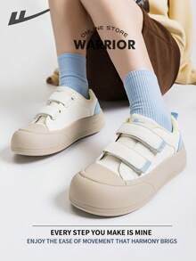 Warrior Women's Board ShoesSpring And SummerComfortable Modest Style Casual Yet Sleek Sneakers Applicable Throughout The Year Wear-Resisting All-Day Wear Training Sneakers Running Shoes - Beige/Light Blue - View 2