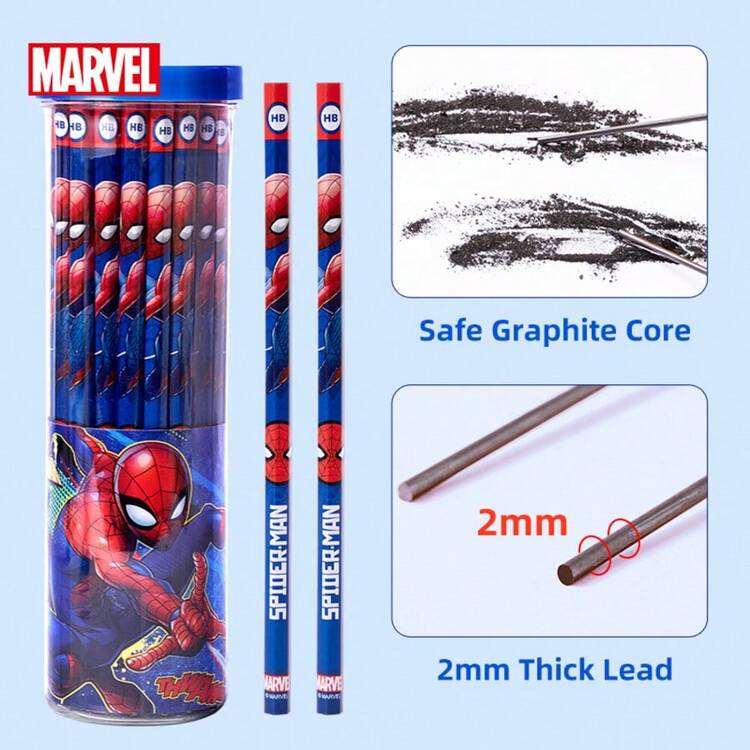 Disney Marvel 蜘蛛人鉛筆，學生文具，耐折斷鉛芯，卡通鉛筆適合初學者，HB鉛筆，返校季，30支/50支 - 30支 - 查看 7