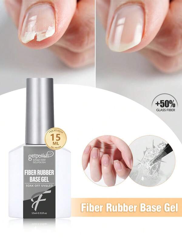 GELPOLISH Gel de reparación de uñas de fibra de 15ML para uñas rotas, gel de base de goma de fibra transparente para reparación de uñas, fortalecedor de uñas de gel para uñas finas y extensión de uñas cortas