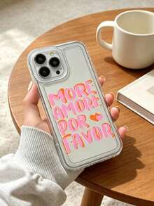 1pc Transparent Frame Minimalist Lens Protection Anti-Drop Anti-Collision Pink Heart Letter Pattern Phone Case Personalized Compatible With Iphone 16 Pro Max/17/16/15/14 Plus/13/12/11/Air And Series - Multicolor - View 7