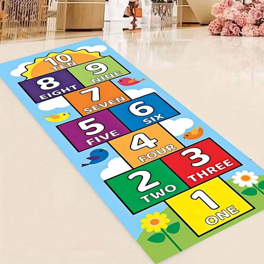 1 buah Taplak Meja Tema Hopscotch, Ukuran 80 X 120/160cm, Dicetak dengan Angka Warna-warni dan Pola Burung, Dapat Digunakan Kembali dan Dicuci, Cocok untuk Rumah, Ruang Tamu, Kamar Tidur, Ruang Bermain, Pesta dan Perayaan - Beraneka warna - View 1