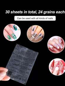 720pcs/30sheets Double-Sided Nail Stickers, Transparent Waterproof, DIY - Clear - View 3