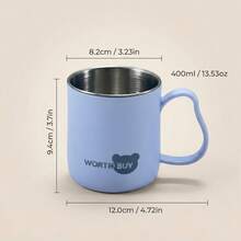 304不鏽鋼平底咖啡杯，耐摔雙層杯，附手柄塑膠杯，可重複使用牛奶茶杯，適合學生、學校、辦公室 - 彩色 - 查看 17