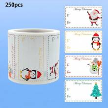 Gift Tags - 250pcs Christmas Gift Labels, Self-Adhesive Christmas Stickers, Christmas Gift Bags Paper, Holiday Decoration - Penguin + Snowman - View 7