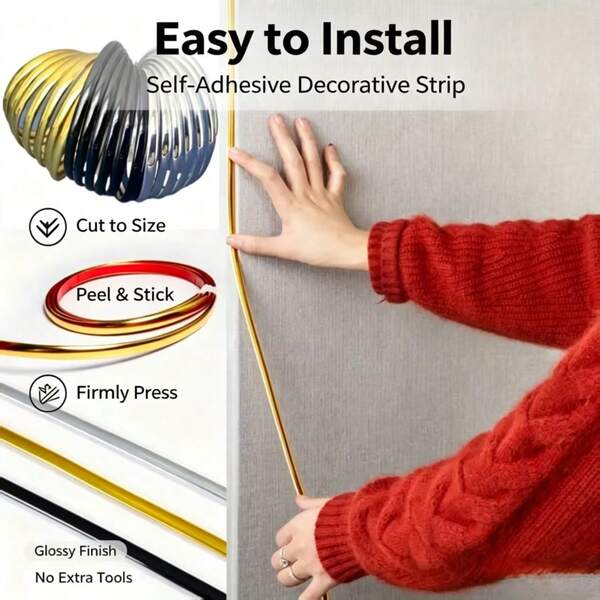 1pc 118.11 Inch Self-Adhesive Anti-Splash Tile Trim, Corner Guard Strip With Self-Adhesive Backing