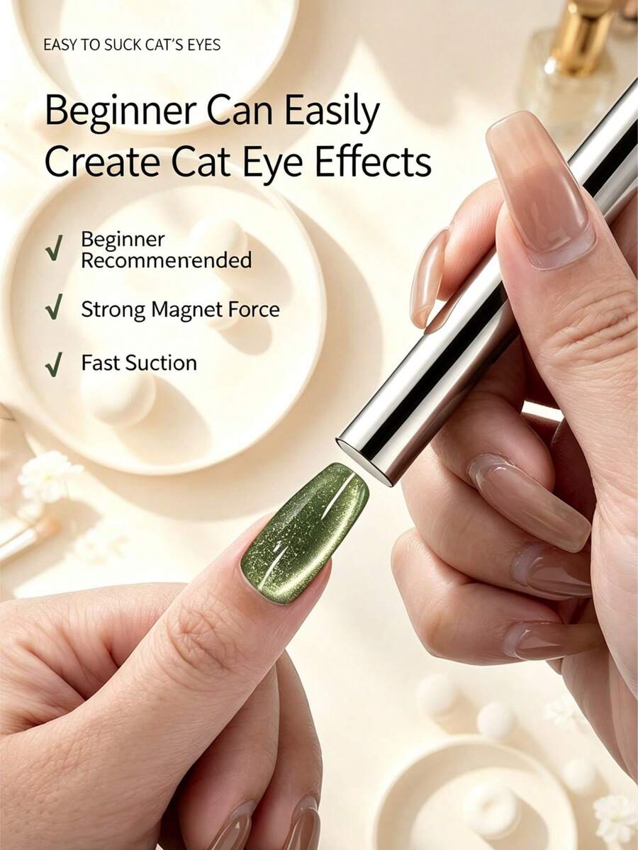 Magnetic Nail Art Tool, Multi-Function Strong Magnetic Cat Eye Applicator, Suitable For Wide Line/Star/Gradient/Diagonal Cat Eye Nail Polish, Home And Salon Professional Nail Art Tool - Silver - View 1