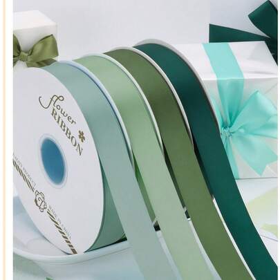 2.0cm Green Series High-Density Polyester Satin Ribbon, 10 Yards, Smooth And Snag-Resistant, Matcha Green, Dark Green, Light Green And More Colors Available, For Holiday Gift Box Wrapping, Floral Arrangement Packaging, Wedding Decor, DIY Handmade Hair Accessories, Clothing Trim, Dessert Table Decoration