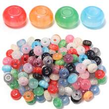 10pcs High Quality 14mm Gilded Multi-Color Flat Round Large Hole Beads, Exquisite Loose Spacing Beads, Suitable For Jewelry, Jewelry Making Bracelets, Necklaces, Earrings, Keychains, Phone Chains, DIY Handicrafts Enthusiasts - Gilded Solid Color - View 4