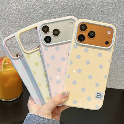 Summer Candy Color Fresh Cute Polka Dot Small Letter Phone Case For IPhone17ProMax Case/For IPhone16ProMax Case/For IPhone15ProMax Case/14Pro Case /13 IPhonecase/Fashion Women Phone Case/Minimalist Phone Case/Cute Phone Case/Men Phone Case/Spring Summer Phone Case/Birthday Gift/Holiday Gift