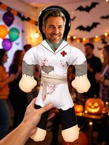 1pc Personalized Nurse Inflatable Blow-Up Prop, Customized Photo Medical Theme Party Decoration, Fun Nurse Costume Celebration Accessory, Suitable For Bachelor Party, Halloween Party, Cosplay Event, Birthday, Holiday And Other Unique Party Props - Multicolor - View 4