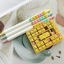 1 Set Mixed Cute DIY Letter & Pen Set - Includes Heart, Number, Star, Sun And Other Shapes - Fun Educational Pens - Suitable For Students, Teachers, Brides, Graduation, Christmas Gifts - Office Supplies, Idol Accessories - With Black Ink - 0.5mm Black - View 2