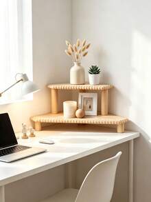 Kệ góc mộc mạc, phù hợp cho mặt bếp, giá lưu trữ mặt bếp phong cách trang trại gỗ đính hạt, giá đỡ trang trí xếp chồng cho bàn trang điểm phòng tắm và quầy cà phê - Xem 3
