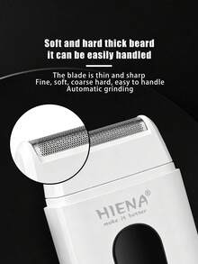 HIENA 多功能電動刮鬍刀 男士往復式刮鬍刀 適合修剪頭髮與面部毛髮附刷子 高品質禮品首選 迷你尺寸方便旅行 - 白色 - 查看 3