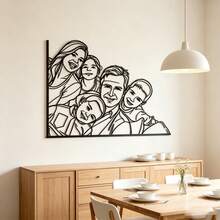1pc Customized Couple/Family Portrait Metal Wall Art, Modern Hanging Portrait Photo Customization, Suitable For Anniversary, Birthday, Valentine's Day, Graduation, Mother's Day, Father's Day, Christmas, Home Decor Gift, Minimalist Line Art, Laser Cut - Black - View 8