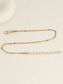 Bohemian Style Colorful Round Bead Chain-Style Ankle Chain, Simple And Versatile, Fine Chain Accessory For Women - Multicolor - View 4