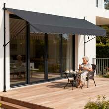 Clamp Awning, Balcony Awning Without Drilling, Aluminum Awning, Sun Awning, Height-Adjustable Awning With Hand Crank, UV Protection For Balcony, Garden, Terrace, 200 Cm - 400 Cm - Dark Gray - View 9