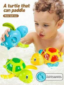 1pc Fun Swimming Turtle Bath Toy - Perfect Gift For Toddlers Aged 2-6, Great Thanksgiving Gift! Children's Bath Toy: Wind-Up Swimming Turtle, Suitable For Boys And Girls, Ideal For Baby Bath, Pool, Water Play, Stress Relief, Sensory Toy, Newborn Game, Shower Tub Toy, Birthday Gift, Kids Toy, Indoor/Outdoor Beach Water Play Essential, Cute Mini Toy, Christmas Gift - Multicolor - View 3