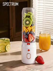 Portable Blender Juicer Cup, 450ml 1500mAh USB Rechargeable Mini Smoothie Blender, Wireless Fruit Juice Mixer For Gym Travel Office Home, Portable Ice Crusher Shakes Maker - White - View 1