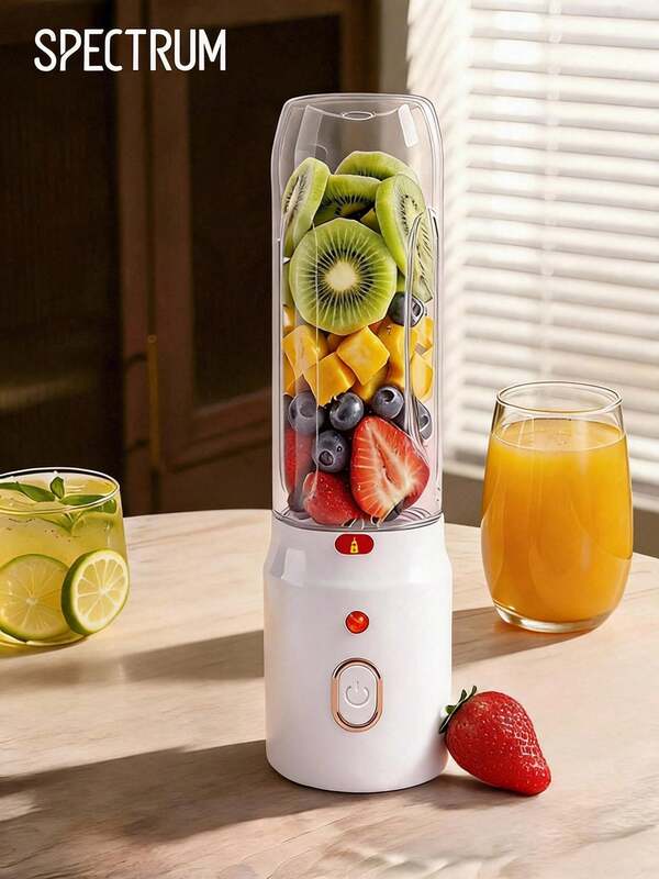 Portable Blender Juicer Cup, 450ml 1500mAh USB Rechargeable Mini Smoothie Blender, Wireless Fruit Juice Mixer For Gym Travel Office Home, Portable Ice Crusher Shakes Maker