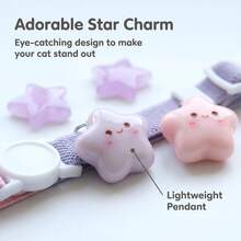 1/2Pcs Cute Star Pet Collar Adjustable Soft Webbing Kitten Puppy Collar With Star Pendant, 4 Macaron Colors, Comfort Lightweight Cat Dog Neck Strap For Daily Walking - Multicolor - View 6