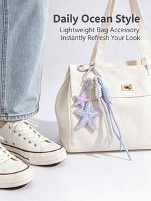 Pentagramm Schlüsselanhänger Ozean Laser Seestern Premium Taschenanhänger, Ozean Strand Stil Damen Schlüsselanhänger, süßer Tier Taschenanhänger geeignet für Handtaschen Rucksäcke Geldbörsen Autoschlüssel Sommer Urlaubsstil Accessoires, langanhaltend Legierung Schlüsselanhänger Ozean Stil inspirierter Taschenanhänger Valentinstag Geburtstag Muttertag Weihnachten perfektes Geschenk, geeignet für Reisen Strand Alltag Party Modebegeisterte, Kristall verzierter Ozean Tier Anhänger - Verschiedenfarbig - Übersicht 3