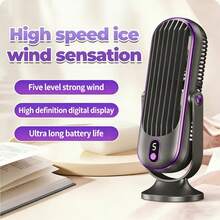 Ventilador de Mesa Rotativo 720°, Ventilador de Mesa Silencioso com 5 Velocidades, Ventilador de Mesa Pessoal Recarregável por USB, Ventilador de Ar-Condicionado, Adequado para Casa, Escritório, Ventilação de Cozinha, 5 Cores Disponíveis - Multicolorido - Visão 14