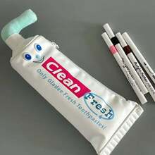 Realistic Toothpaste-Shaped Pencil Case, Funny Smiling Face Pencil Bag, Desktop Stationery Organizer, Suitable For Students Back To School, Office Workers, Ideal Gift For Halloween, Christmas For Friends And Family - Toothpaste Style - View 7