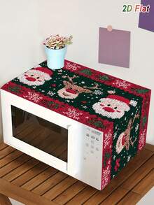 1Pc Christmas Microwave Dust Cover With Santa Claus&Reindeer Pattern, Xmas Red&Green Polyester Microwave/Oven/Stovetop Cover, Microwave Appliance Cover, Kitchen Dust-Proof Protector, Merry Christmas Decor, Kitchen Decor, Holiday Table Decor, Home Decor, Easy To Clean, Stain-Resistant - Christmas a - View 11