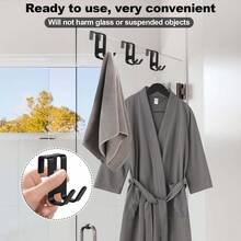 1/4pcs No-Drill Iron Hooks, No-Damage Adhesive Over Door Back Rack, Universal For Bathroom, Kitchen, Cabinet, Hang Towels, Clothes, Bath Balls, Razors, Space-Saving Storage Hooks, Multi-Purpose Removable Adhesive Wall Door Hanger Organizer - View 7