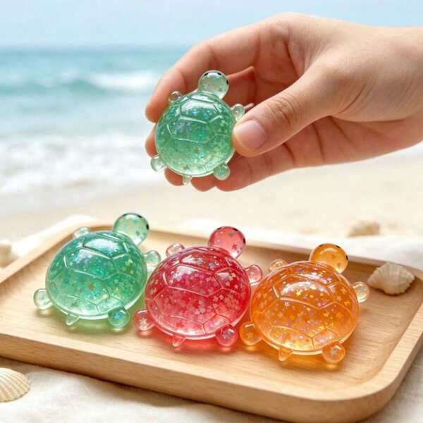 somoving Vibrant Multicolor Glitter Turtle Squeeze Squishy, Odorless Smooth Soft Squishy-Plush, Slow-Rebound Fluffy Squishes, Elastic Non-Sticky Stretchable Durable Squishy, All Season Relaxing Toy For Whole Family