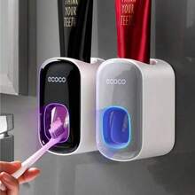 Premium Automatic Toothpaste Dispenser Wall-Mounted No-Drill Toothbrush Holder Slouchy Brushing Tool Toothpaste Squeezer Wall-Mounted Design, No Drilling Required, Easy To Clean, Space-Saving And Waterproof, Effortlessly Dispense Toothpaste, Save Time And Effort. - Multicolor - View 4