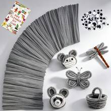 [131pcs Handmade Set]100pcs Solid Color Pipe Cleaners + 30pcs Googly Eyes + 1 DIY Tutorial Book, Soft Chenille Stems, Suitable For Handmade Flowers, Holiday Decorations, Home Desktop Decor, Seasonal Party And Holiday Gift DIY Craft Materials - Pipe Cleaner Set - View 25